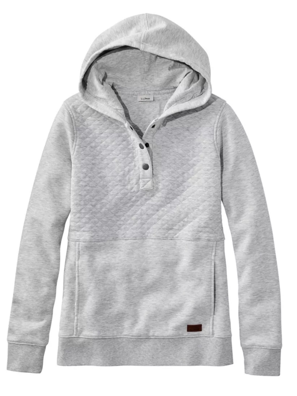 Ll bean gray quilted hooded pullover